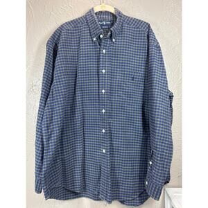 Ralph Lauren Big Shirt 90s Purple Plaid Shirt‎ Long Sleeve Button Up Size Large